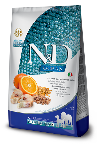 N&D Dog Ocean Medium-Maxi Cod, Spelled & Oats