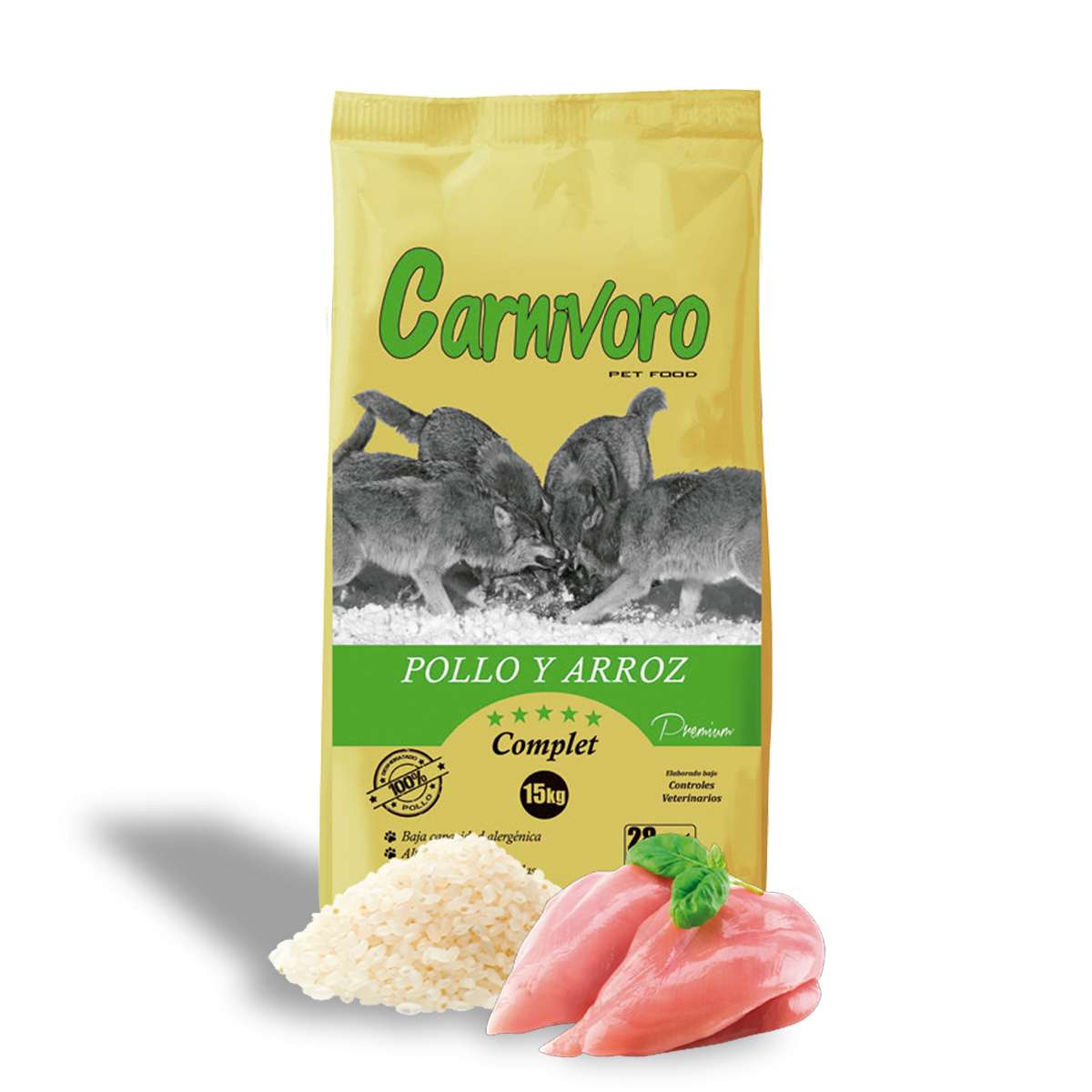 carnivoro pollo y arroz pienso para perros