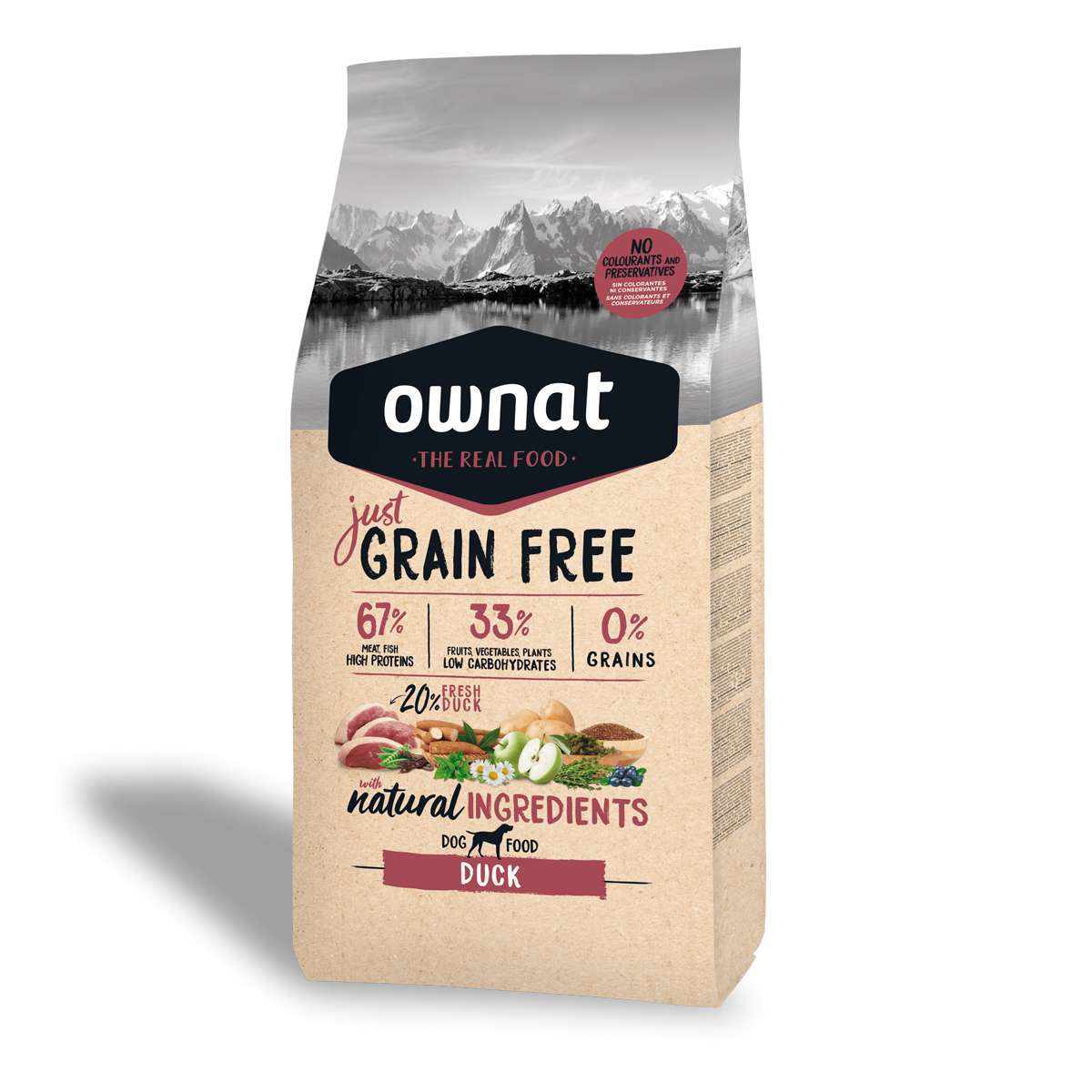ownat just grain free duck para perros