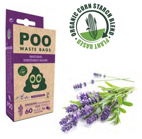 Lavender Eco Poo Hygienic Bags - Pack 8 units