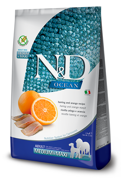 N&D Dog Ocean Medium-Maxi Arenques & Naranja