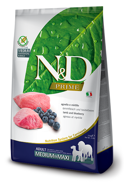 N&amp;D Dog Prime Medium-Maxi Lamb &amp; Blueberries 