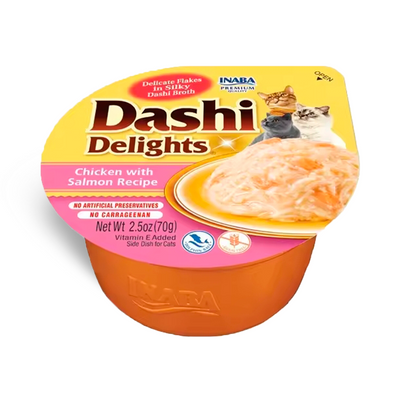 Inaba Ciao Dashi Delights receta de pollo con salmón complemento alimentario para gatos