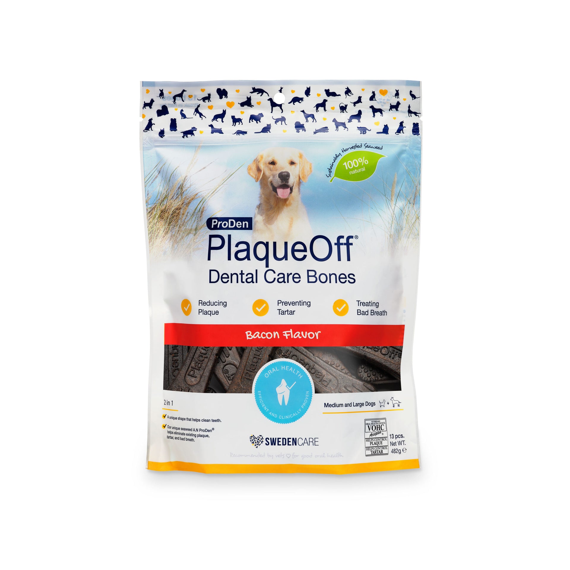 PlaqueOff ProDen Dog Dental Care Bones Bacon – Paraisomascota