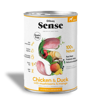 dibaq sense comida humeda para perros de pollo y pato